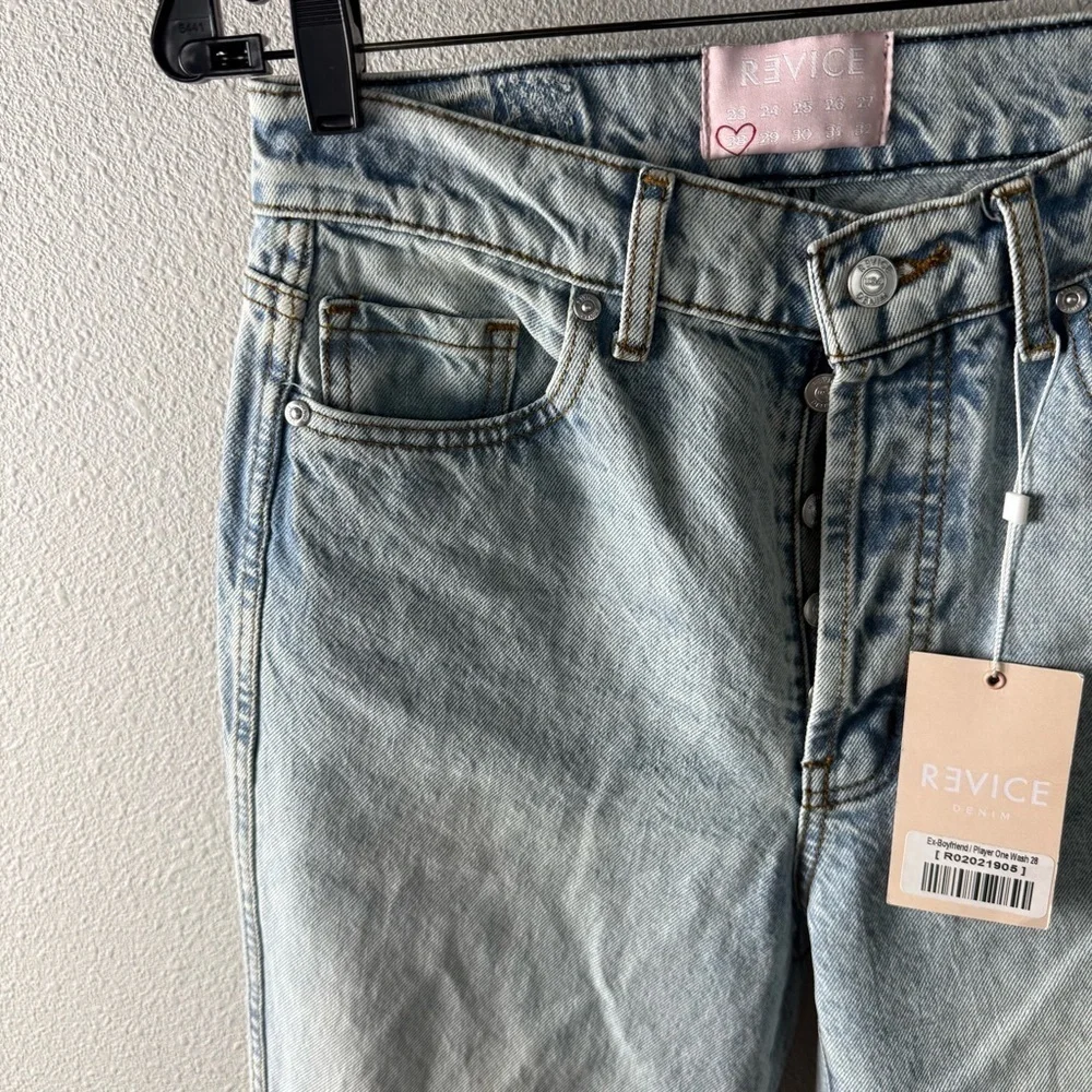 New REVICE Denim Ex-Boyfriend Jeans Player One Denim Distressed Women’s Size 28